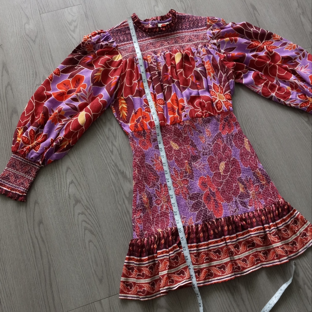 Farm Rio Sweet Floral Long Sleeve Mini Dress L - Picture 14 of 16